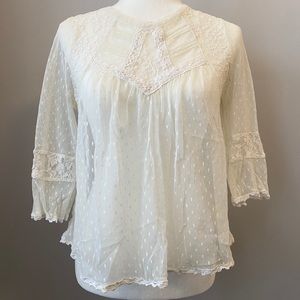 Free People white Lace top boho hippie blouse